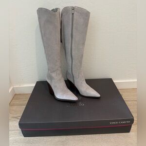 Vince Camuto Women's Knee High Gray Boots MOUNTAIN GREY VERONA suede NEW